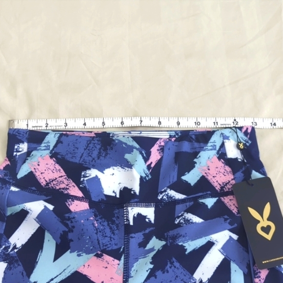 Athletic leggings, blue pink print, yoga pants, athliesurewear, medium - Picture 6 of 9